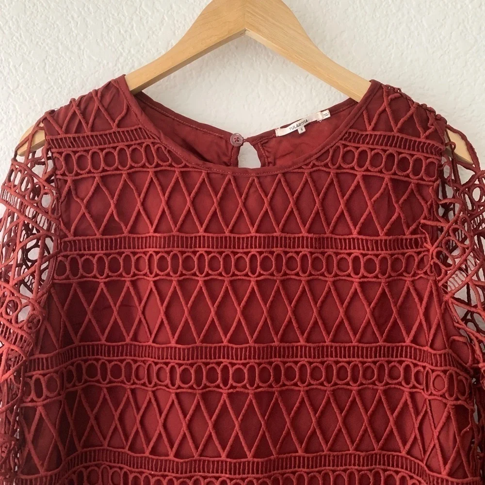 Tularosa Cannes Crochet Lace Long Sleeve Top